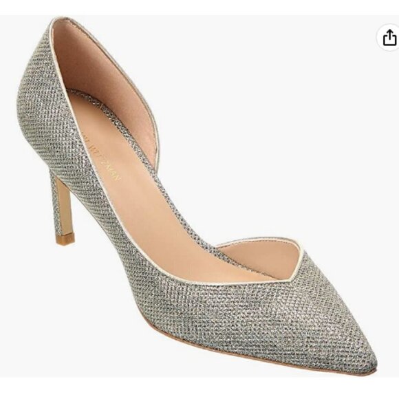 Stuart Weitzman Avenue 75 Pump Platino Sparkle Size 9.5 - Picture 1 of 15